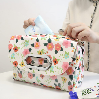 MOV COMPRA Reusable Insulated Small Lunch Bags for Women Printed Cooler Tote Box with Back Pocket Zipper Closure for Woman Work Picnic or Travel (Flower)