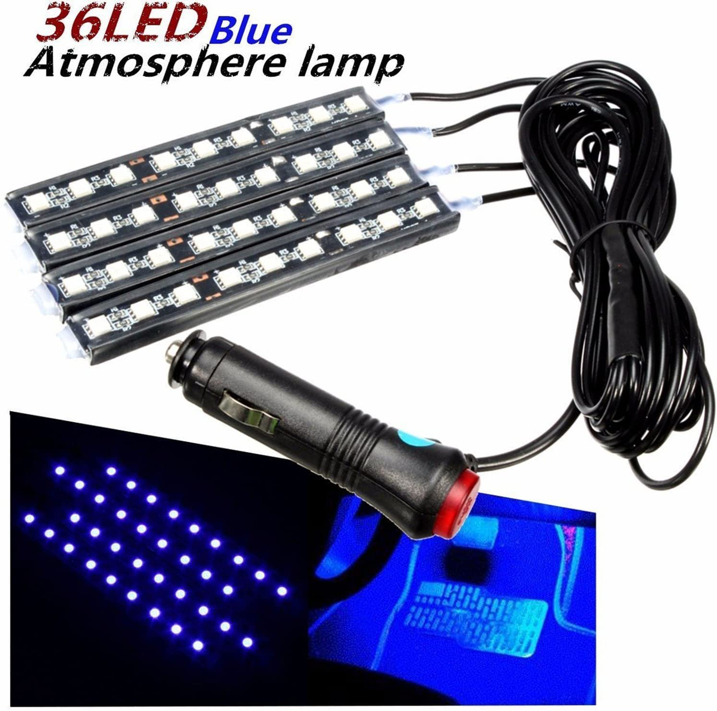 RGB Interior Car Lights, 2-in-1 Design 4pcs 48 LED App Control, Remote Control, Music Mode, DIY Mode, Scene Mode, DC 12V