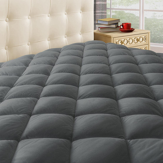 Taupiri Queen Quilted Mattress Pad Cover with Deep Pocket (8"-21"), Cooling Soft Pillowtop Mattress Cover, Down Alternative Mattress Protector Topper, Dark Gray