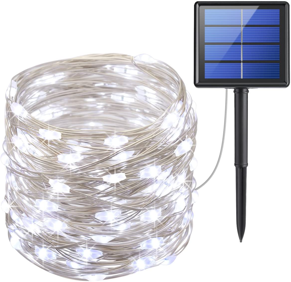 AMIR Upgraded Solar Powered String Lights, Mini 100 LED Copper Wire Lights, Fairy Lights, Indoor Outdoor Waterproof Solar Decoration Lights for Gardens, Home, Party, Halloween, Christmas (Warm White)