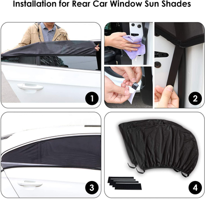 REACHTOP Car Window Shades Universal Car Rear Side Window Door Sunshades Block Sun Glare and Privacy Protection for Automotive Back Passenger/ Women/ Kids/ Baby/ Infants/ Pets(2 Pack)