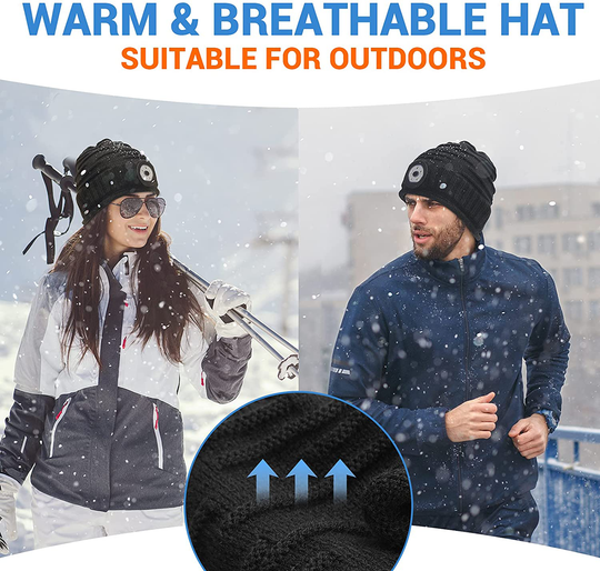 Mens Gifts Beanie Hat with Light - Christmas Stocking Stuffers Women Men Rechargeable Headlamp Cap LED Flashlight Winter Hats Camping Running Fishing Gear Gift Ideas for Dad Mom Family Boyfriend Teen