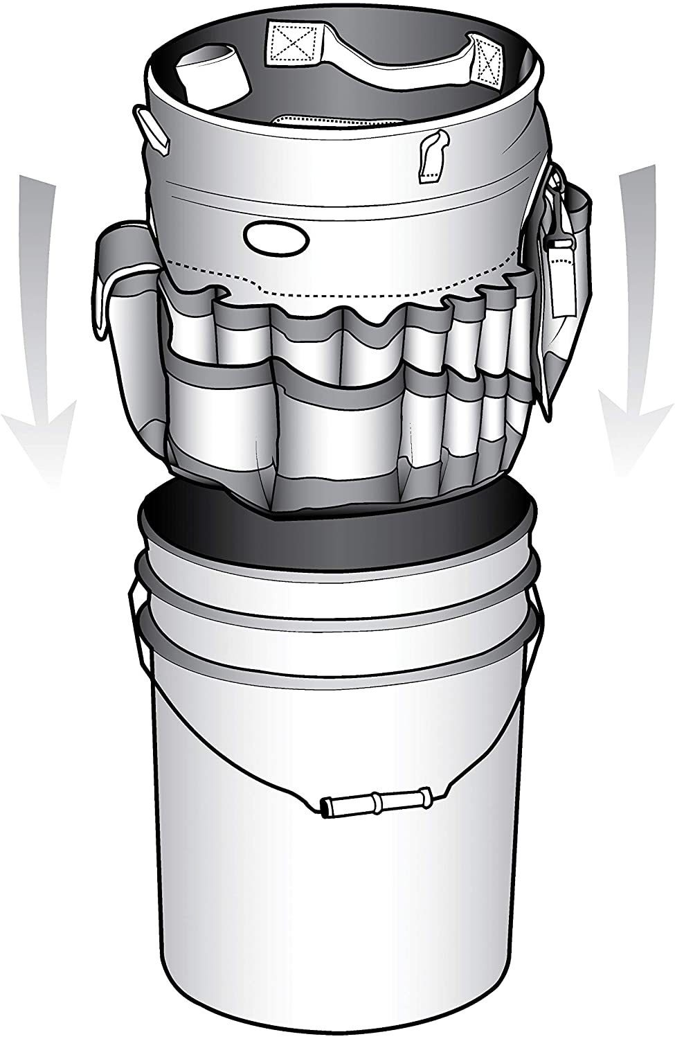 Auto Boss Wash Boss Organizer for a 5 Gallon Bucket, with Fast-Drying, Exterior Mesh Pockets for Car Wash Supplies