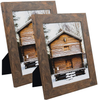 Frametory, Set of 2-8x10 Photo Frame - Brown Grain Color, Wide Moulding Design - Wall Hanger, Back Turn Buttons, Easel Stand - Wall Display or Tabletop Display