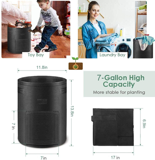7 or 10 Gallon Grow Bags Fabric Pots with Handles