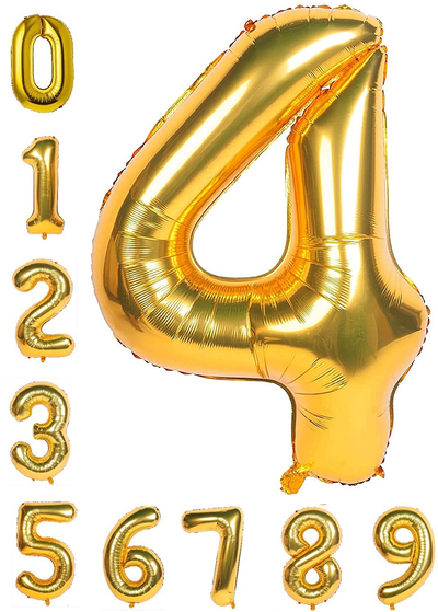 40 Inch Gold Large Number Balloons - Foil Mylar  Decorations