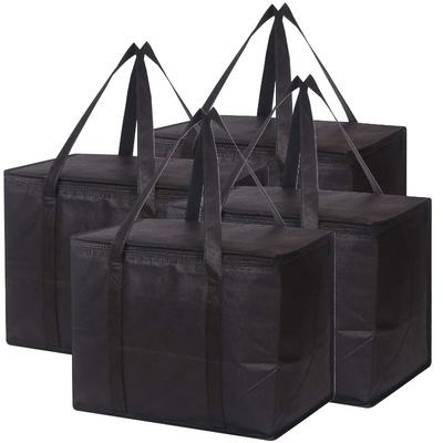 4 Pack Large Insulated Hot Or Cold Reusable Grocery Bags With Sturdy Zipper And Handles