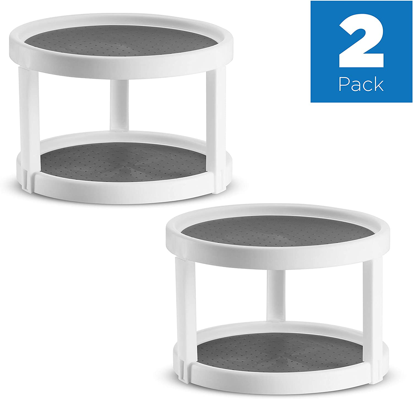 2 Pack Non Skid Lazy Susan Turntable Cabinet Organizer with 10 Inch Spinning Carousal