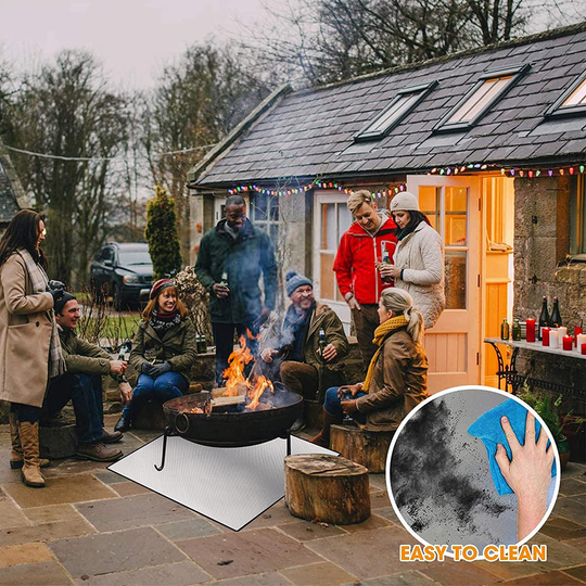 40" Square Fire Pit Mat Grill Mat,DocSafe Fireproof Mat 3 Layers Fire Pit Pad for Deck Patio Grass Outdoor Wood Burning Fire Pit and BBQ Smoker,Easy to Clean,Black & Silver