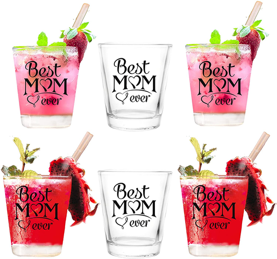 Set of 6 Best Mom Shot Glasses Gift Set  2oz Each