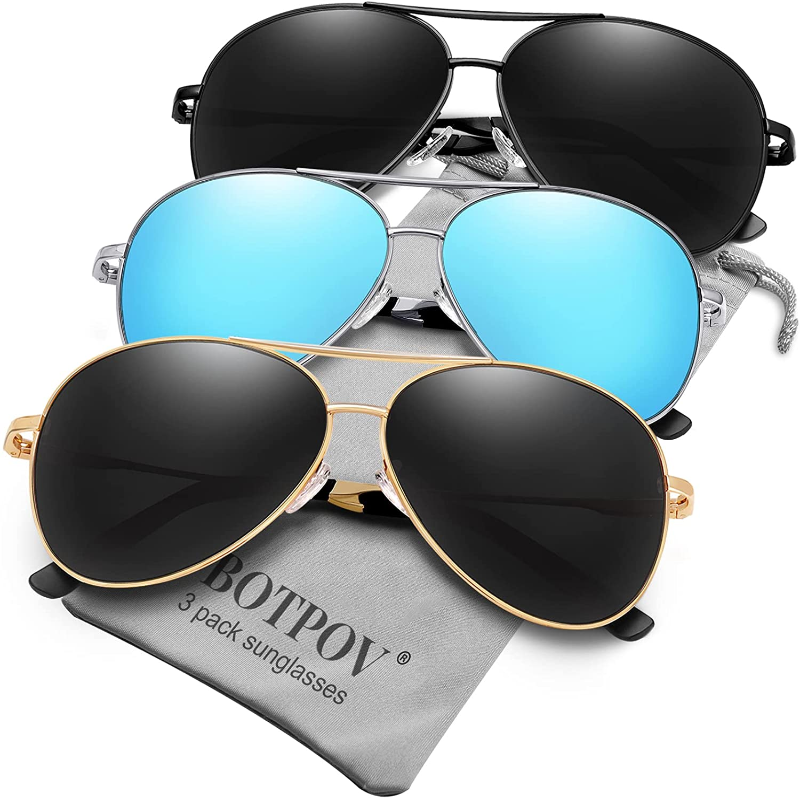 Unisex Aviator Sunglasses Polarized UV400 Protection Metal Frames with Spring Hinges