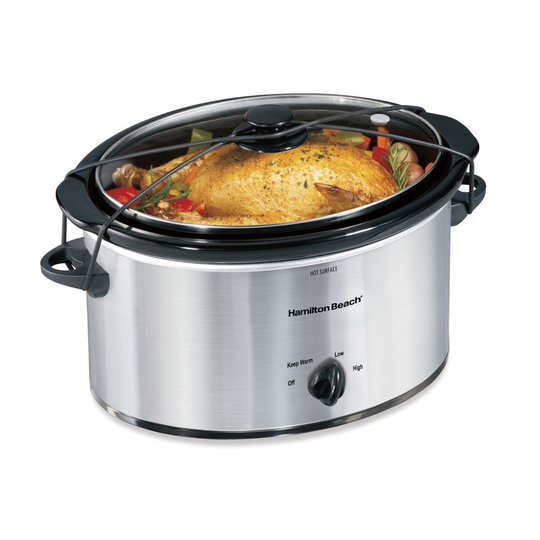 Portable Slow Cooker - 6 Quart Capacity, Removable Crock