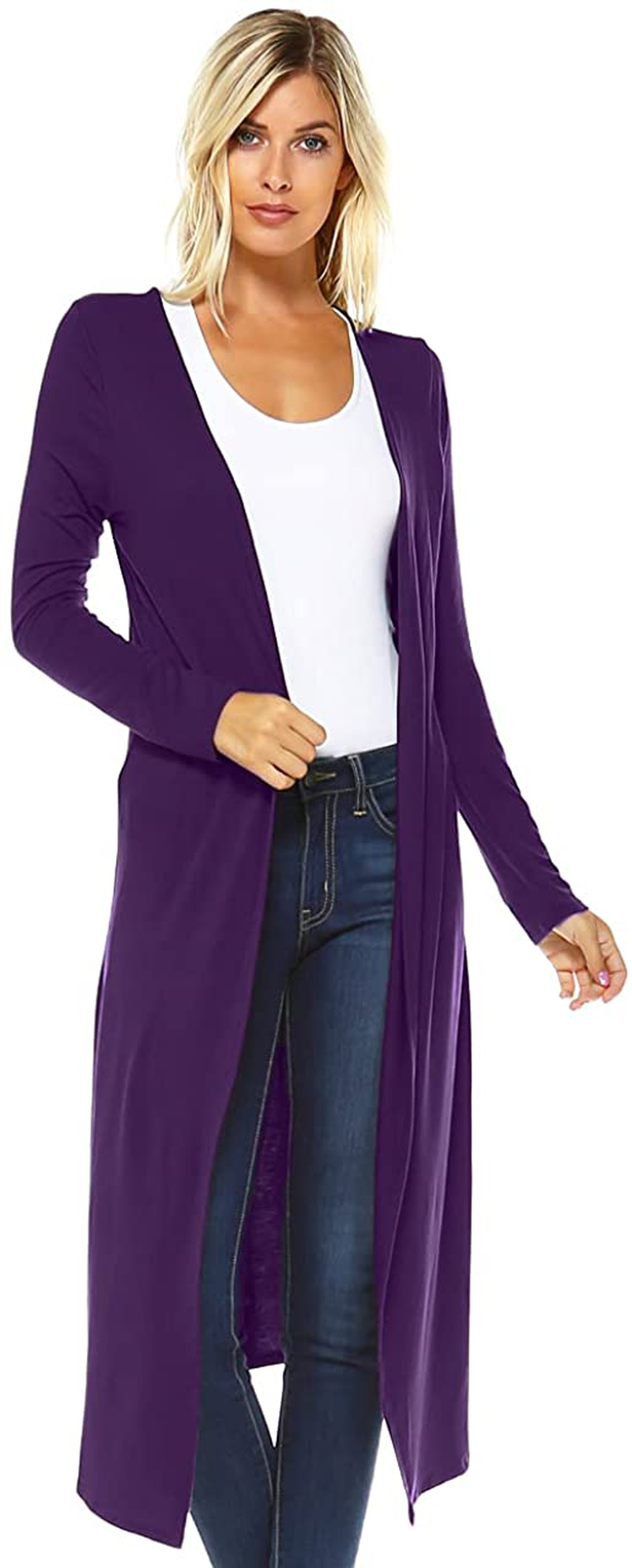 Issac Liev Isaac Liev Trendy Extra Long Duster Soft Lightweight Cardigan - Made in The USA