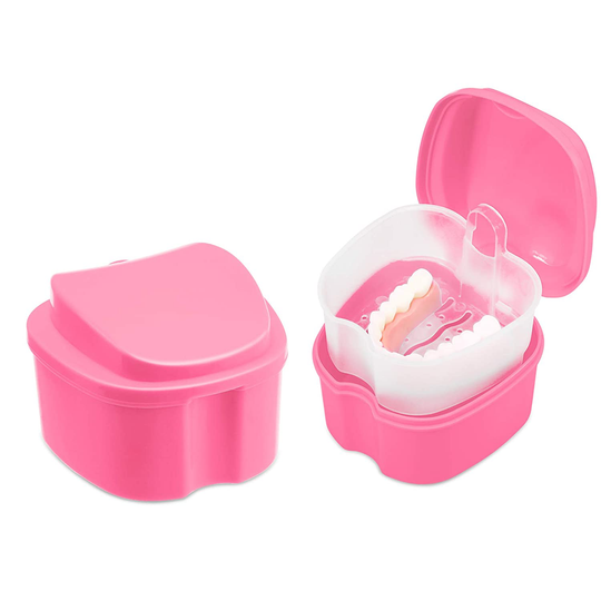 Annhua Denture Retainer Container Case Cleaning,Denture Bath Box False Teeth Storage Box - Leak Proof and Lid Waterproof