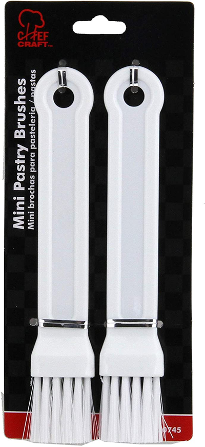 Chef Craft Select Plastic Mini Pastry Brush, 6.75 inch 2 piece set, White