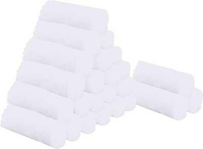 Sunny zzzZZ 24 Pack Kitchen Dishcloths (White, 10 x 10 Inch) - Does Not Shed Fluff - No Odor Reusable Dish Towels, Premium Dish Cloths, Super Absorbent Coral Fleece Cleaning Cloths