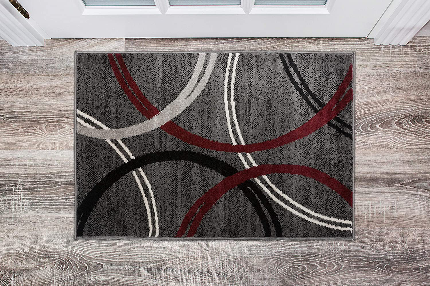 Rugshop Modern Wavy Circles Desing Area Rug 2' x 3' Red