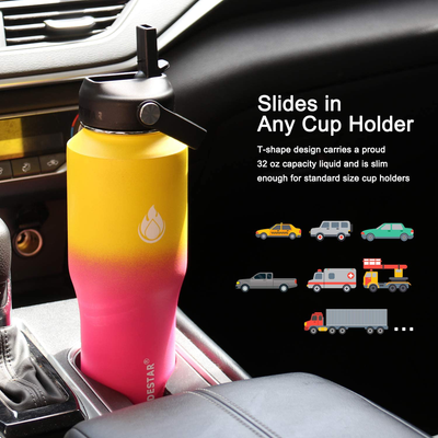 SENDESTAR Water Bottle 32oz,2 Lids(Straw lid),Wide Mouth Stainless Steel Vacuum Insulated Double Wall Keep Liquids Cold or Hot All Day,Sweat Proof Sport Design,Fit Car Cup Holder