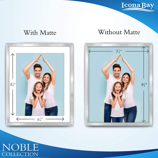 Icona Bay 8x10 Picture Frames (Silver, 6 Pack), Modern Professional Frame Set, Noble Collection