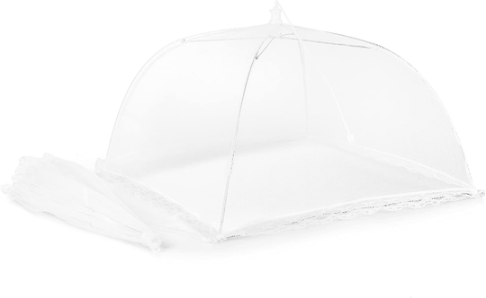 Mesh Outdoor Food Cover Tents (6 pack): Collapsible Umbrella Tents for Picnics, BBQ, Camping & Outdoor Cooking; Pop Up Screen Net & Plate Protector; Shields Food Plates & Glasses From Flies, Bugs