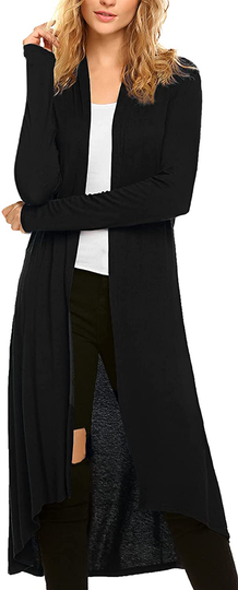 Women's Casual Long Open Front Drape Lightweight Duster High Low Hem Maxi Long Sleeve Cardigan(S-3XL)