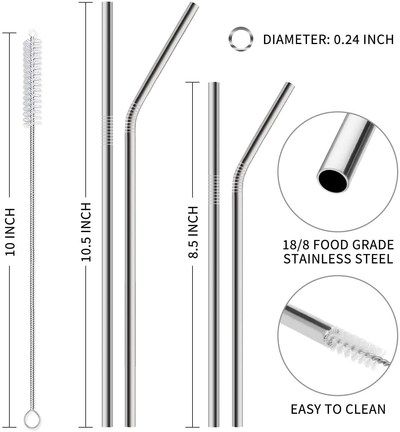 Hiware 12-Pack Gold Stainless Steel Straws Reusable with Case - Metal Drinking Straws for 30oz & 20oz Tumblers Yeti Dishwasher Safe, 2 Brushes Included