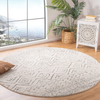 Safavieh Tulum Collection TUL267A Moroccan Boho Distressed Non-Shedding Stain Resistant Living Room Bedroom Area Rug, 6'7" x 6'7" Round, Ivory / Grey