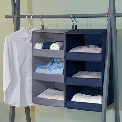 GRANNY SAYS 3-Shelf Hanging Closet Organizer, Collapsible Closet Hanging Shelves, Nursery Hanging Organizer, Light Blue, 28.9" H X 12.2" W X 12.2" D, 1-Pack