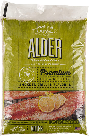 Traeger Grills PEL307 Alder 100% All-Natural Hardwood Pellets Grill, Smoke, Bake, Roast, Braise and BBQ, 20 lb. Bag