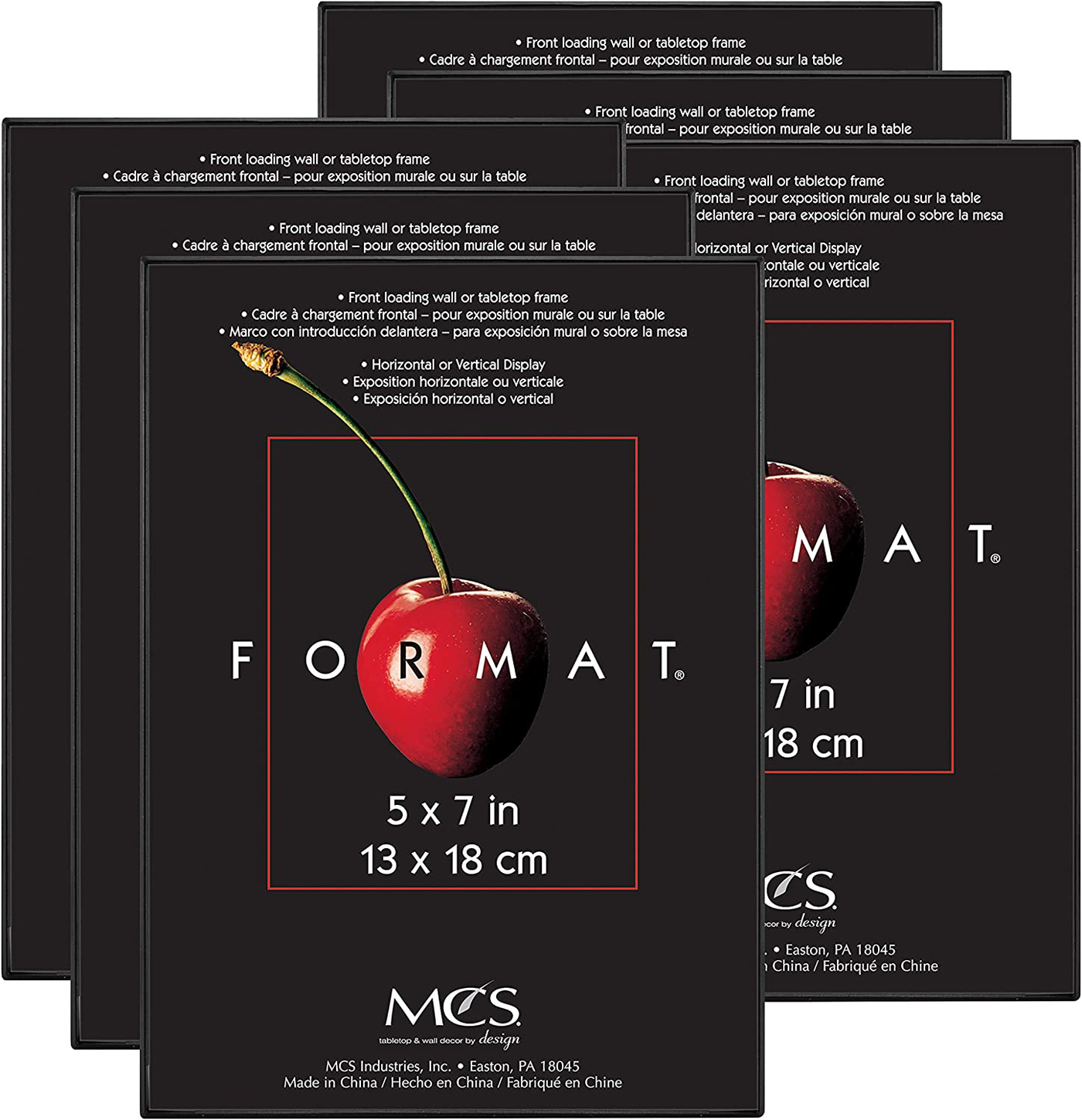 MCS Format Frames, 5 x 7 in, Black, 6 Count