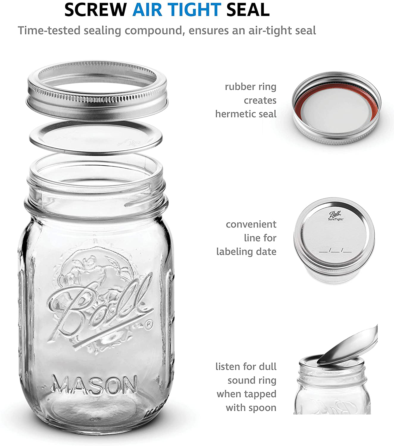 Ball Regular Mouth Mason Jars 16 oz [10 Pack] With mason jar lids and Bands, Ball mason jars 16 oz - For Canning, Fermenting, Pickling, Jar Decor. Microwave/Freeze/Dishwasher Safe + SEWANTA Jar Opener