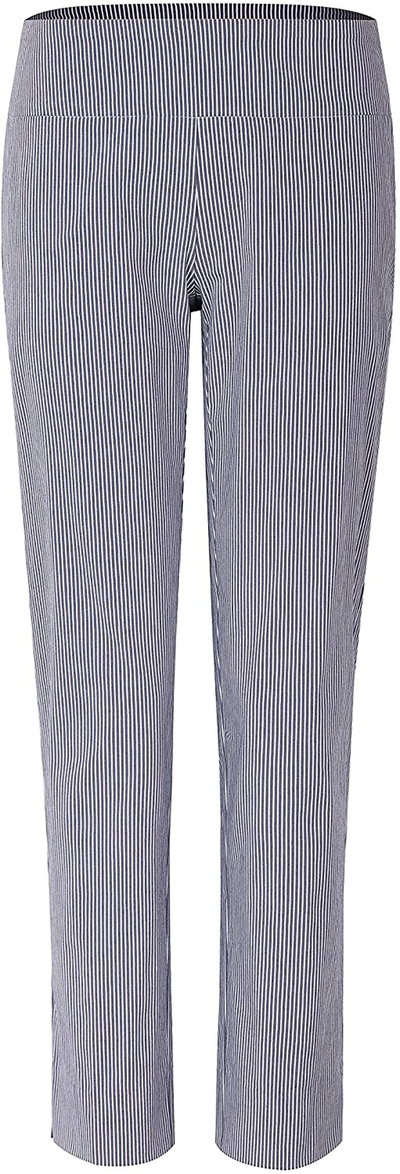 Dmsky Women's Casual Striped Pull-on Stretchy Work Pants