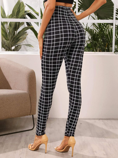 SOLY HUX Women's Pocket Side Elastic High Waist Elegant Trousers Skinny Pants