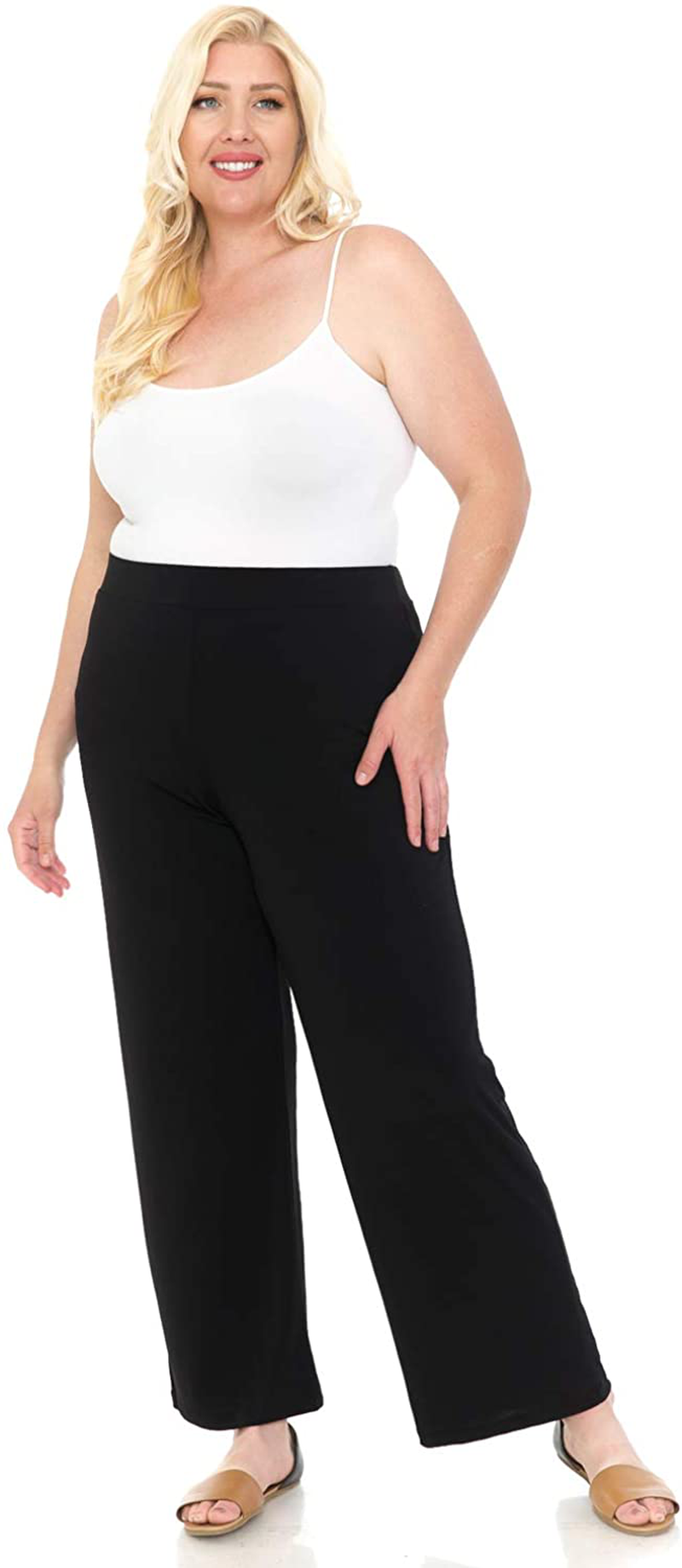 LEEBE Women and Plus Size Pull On ITY Knit Straight Wide Leg Pant (Small-5X)