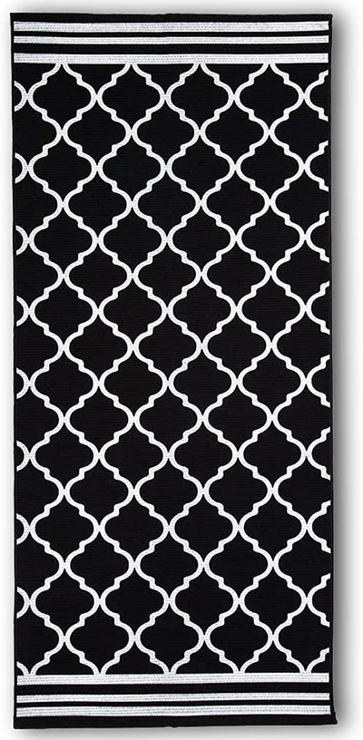 Black Small Moroccan Woven Kitchen Rug 2'x4.3', Printed Diamond Trellis Geometric Pattern Area Rugs for Bathroom Laundry Living Room, Door Mat