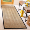 Safavieh Natural Fiber Collection NF115C Border Herringbone Seagrass Runner, 2'6" x 8' , Black