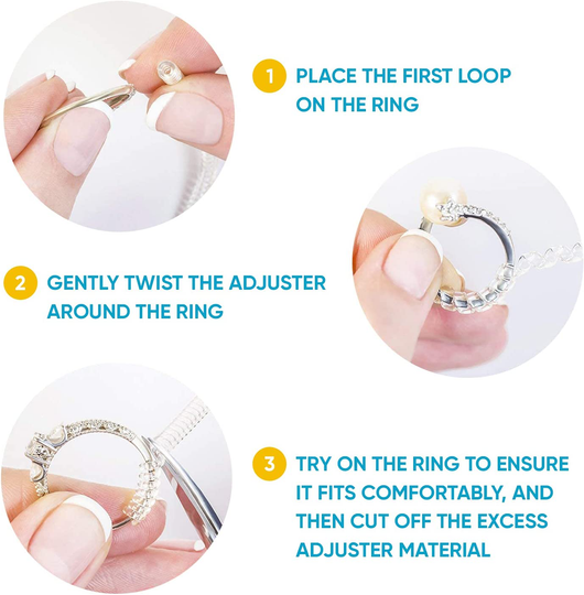 Ring Size Adjuster for Loose Rings - 12 Pack, 2 Sizes - Jewelry Sizer, Mandrel for Making Jewelry Guard, Spacer, Sizer, Fitter - Spiral Silicone Tightener Set with Polishing Cloth