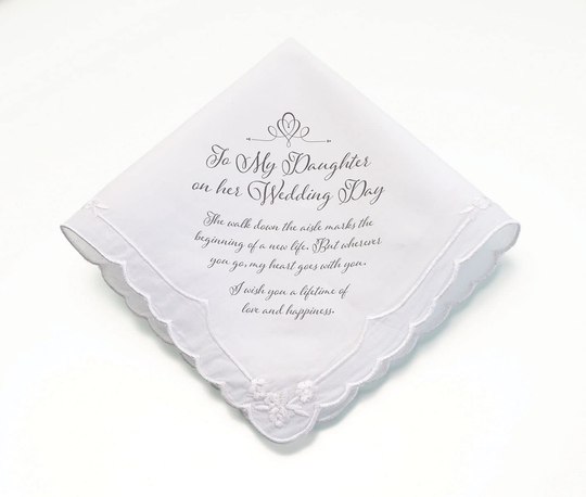 Lillian Rose Daughter Verse Wedding Gift Keepsake Hankie, 6.5", Multi-Colour
