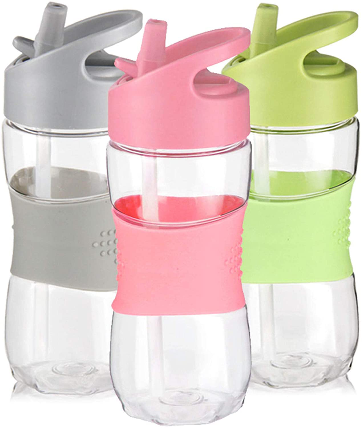 Kids Water Bottle with Straw 12 OZ BPA-Free Tritan Bulk Bottle Sports Clear Drinking Bottle for School