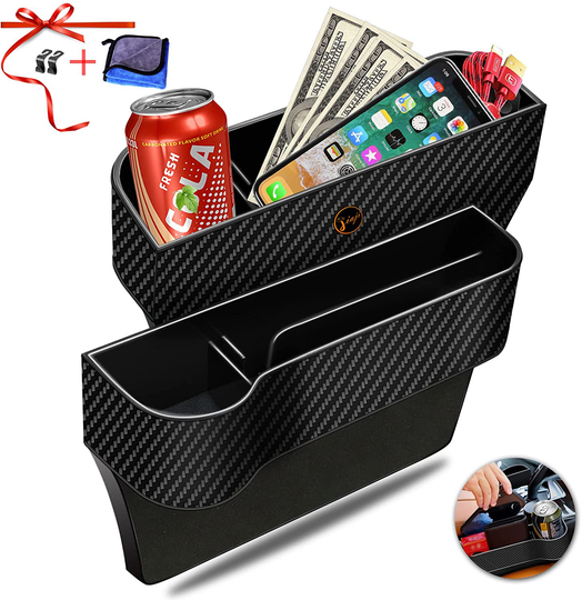 2 Pack Multifunctional Car Seat Organizer with Cup Holders 2 Seat Hooks for Drink