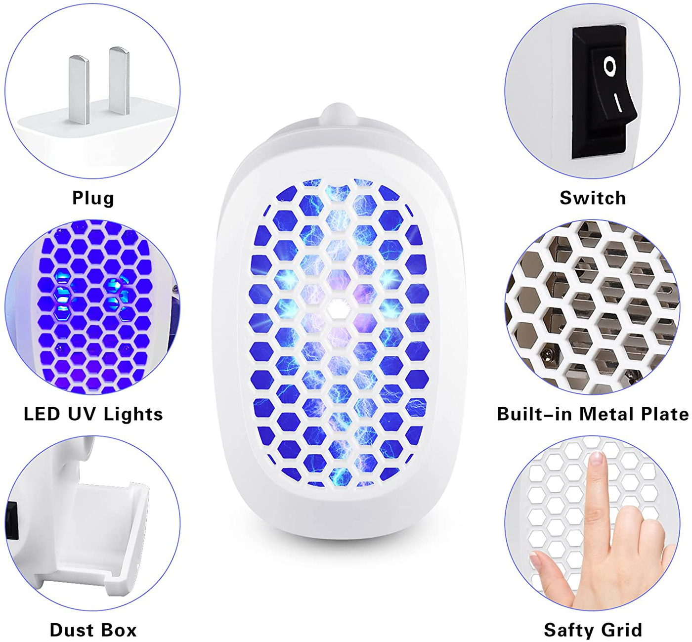 Benooa Bug Zapper with Blue Lights Fly Trap Electronic Insect Killer for Bedroom, Baby Room, Garage 2 Pack