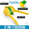 Zulay Metal 2-In-1 Lemon Lime Squeezer - Hand Juicer Lemon Squeezer - Max Extraction Manual Citrus Juicer (Vibrant Yellow and Blue Atoll)