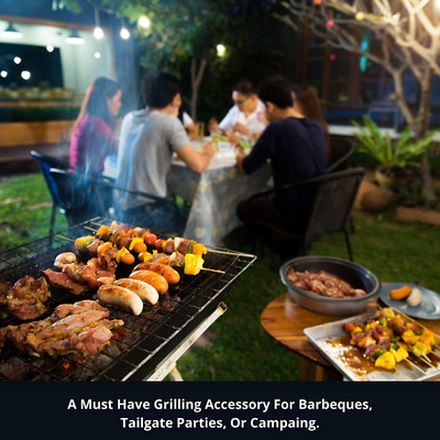 Set of 6 BBQ Grill Mats for Outdoor Grilling with Silicon Brush - Heavy Duty and Reusable