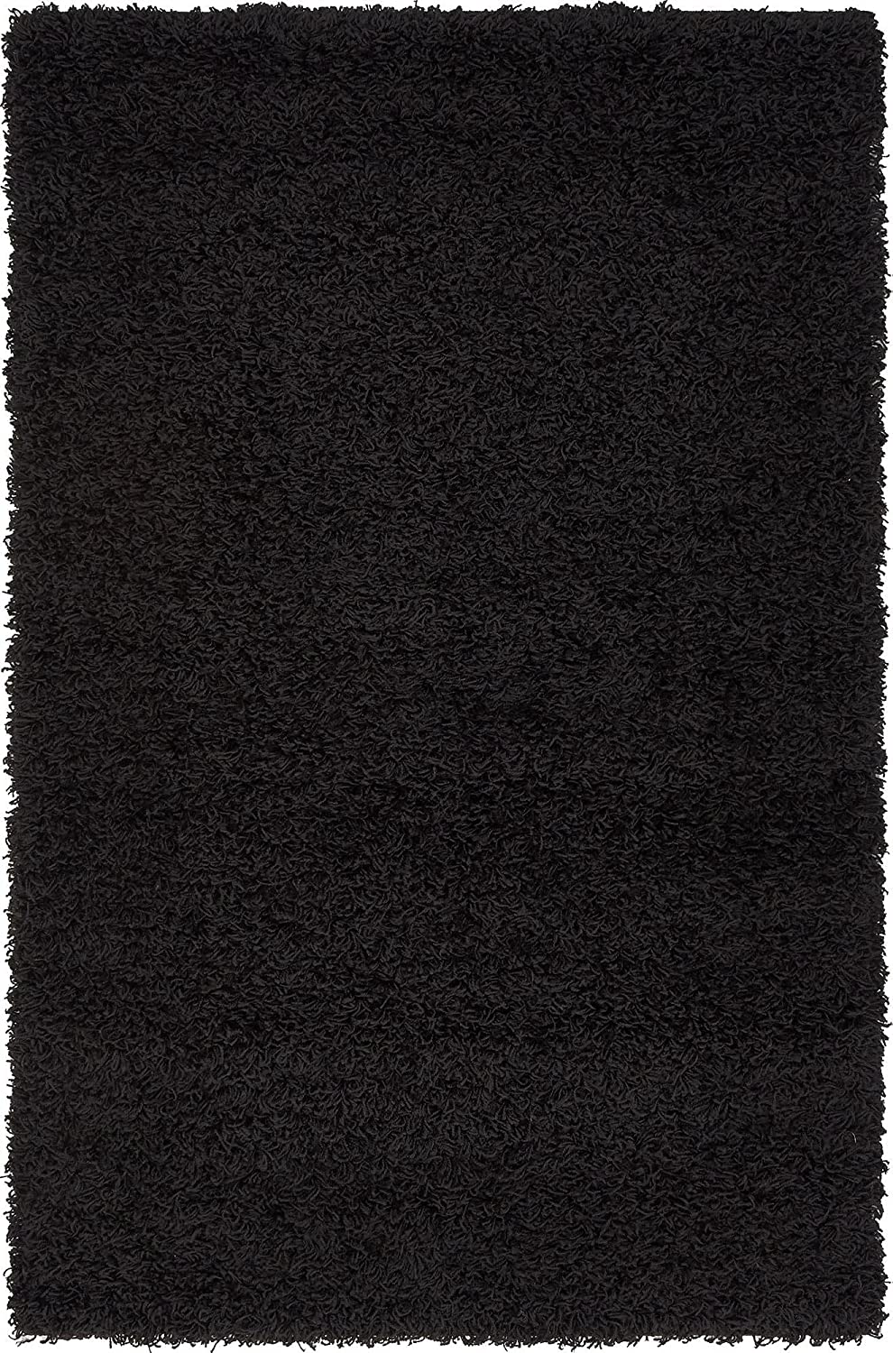 Unique Loom Solo Solid Shag Collection Area Modern Plush Rug Lush & Soft, 3' 3 x 5' 3, Jet Black