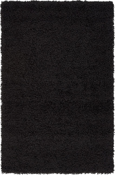 Unique Loom Solo Solid Shag Collection Area Modern Plush Rug Lush & Soft, 3' 3 x 5' 3, Jet Black