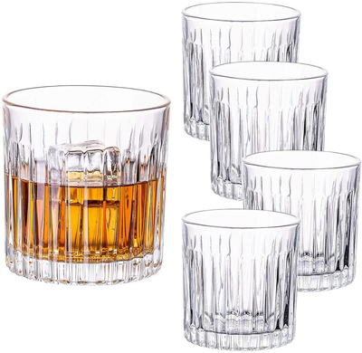 4 Pack 10 Ounce Old Fashioned Whiskey Glasses for Bourbon, Scotch, Cocktails, Irish Whisky