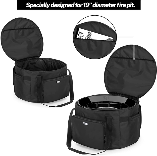 SAMDEW 19-Inch Outdoor Fire Pit Bag Compatible with Outland Firebowl Model 893 870 823, Firebowl Travel Carrying Case for 19-Inch Diameter Propane Gas Fire Pit, Black, Bag Only