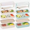 Bento Box for Kids Lunch Boxes Adults 3-In-1 Meal Prep Container, 900ML Janpanese Lunch Box with Compartment, Wheat Straw, Leak-proof, Spoon & Fork BPA-free -Beige