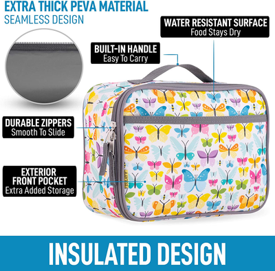Zulay Insulated Lunch Bag - Thermal Kids Lunch Bag With Spacious Compartment & Built-In Handle - Portable Back To School Lunch Bag For Kids, Boys, & Girls To Keep Food Fresh (Dinosaurs)