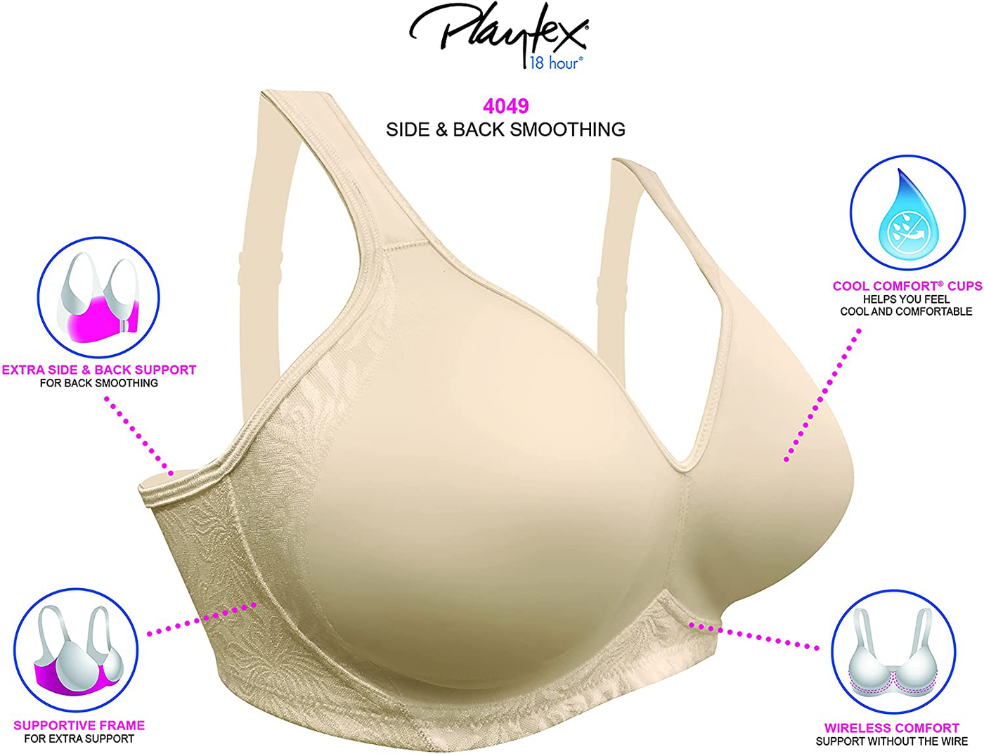 Playtex Women's 18 Hour Seamless Smoothing Full Coverage Bra US4049